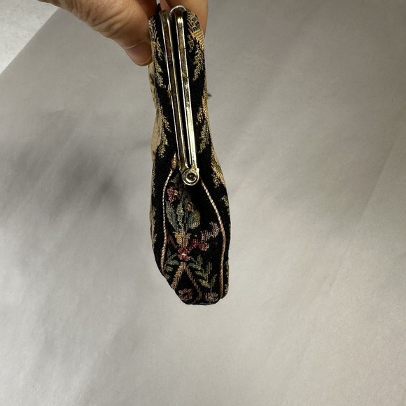 Vintage Tapestry Floral Clutch Evening Bag Kiss Lock Chain‎ Strap - Picture 5 of 7